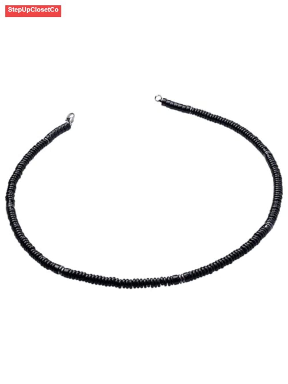 Handmade Natural Obsidian Beaded Necklace Heishi Choker Layered Boho Jewelry